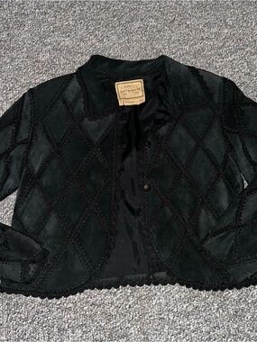 Vintage Double D Ranch Black Embroidered Suede Jacket